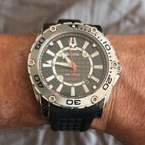 Bulova Precisionist Black and Stainless Steel. 300 Meters Water Resistant.